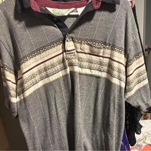 Gray and Maroon Men's Golf Shirt